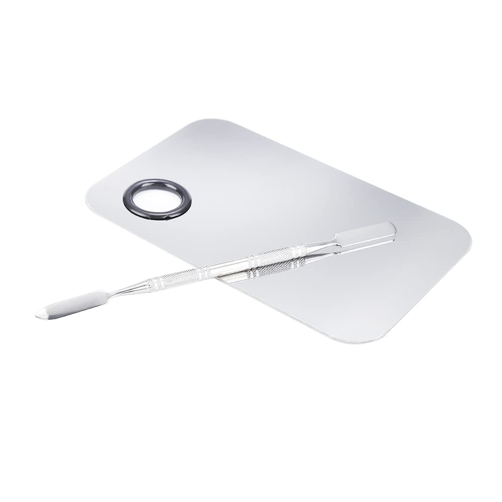 Professional Pro Stainless Steel Makeup Palette, Professional Cosmetic Mixing Makeup Palette Spatula Makeup Artist Tool, 1.0 Count