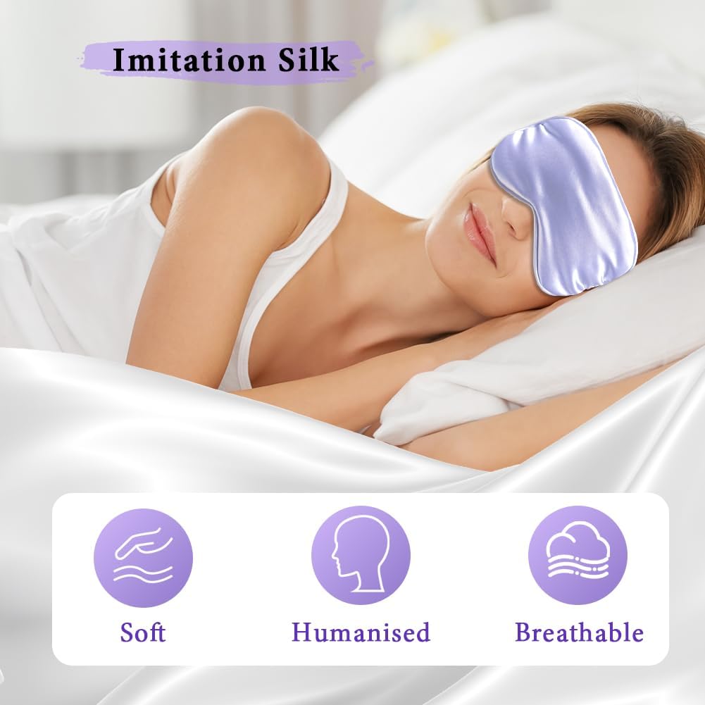 Cooling Eye Mask and Silky Sleep Mask 4 Packs for Man Women for Sleeping Frozen Ice Eye Mask Cold Warm Compress Dark Circles Puffiness Dry Eyes Gifting