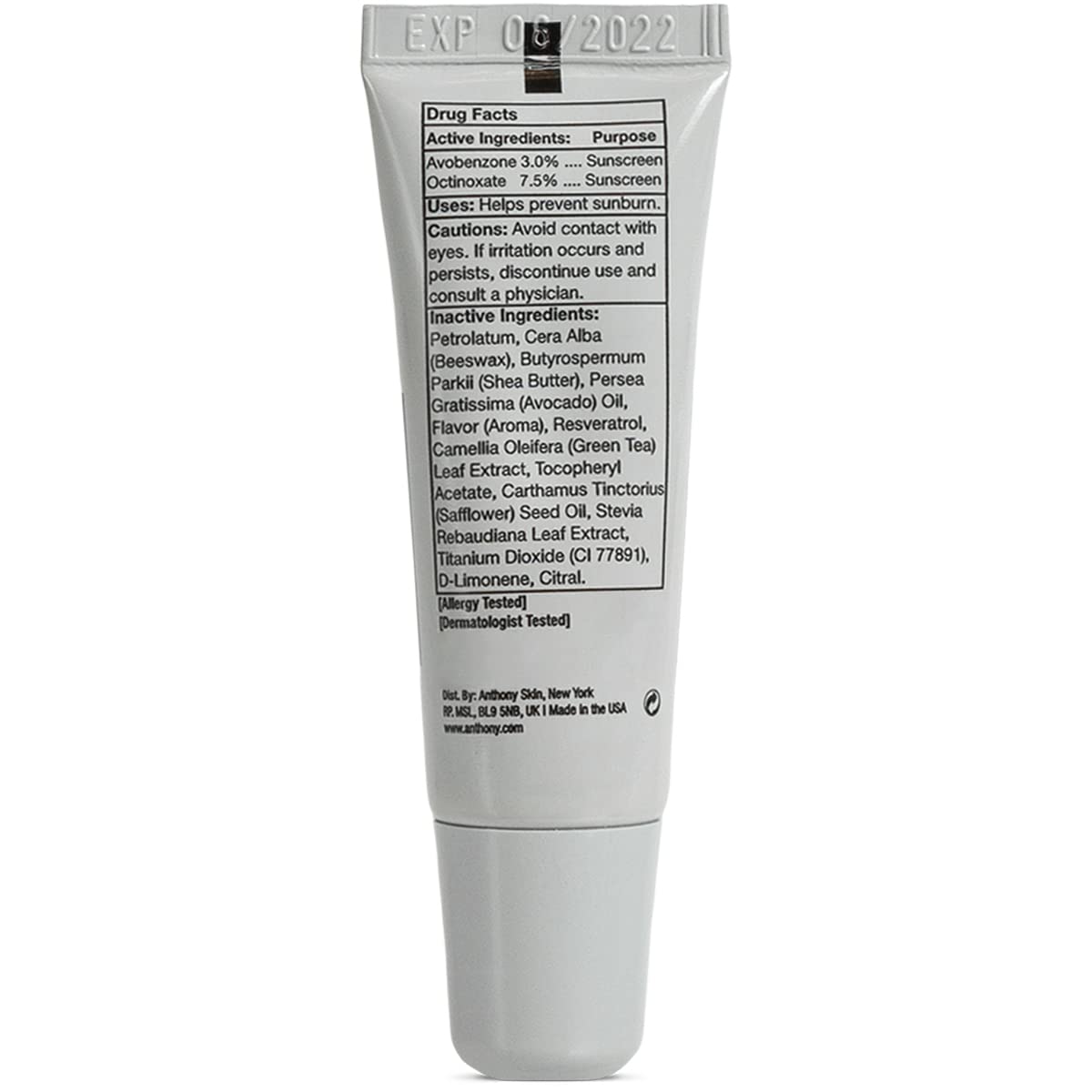 Anthony 25 SPF Lip Balm with Sunscreen for Lips – Contains Green Tea Extract, Shea Butter & Vitamin E – Moisturizing Repair Care Treatment for Chapped & Dry Lips 4-Pack