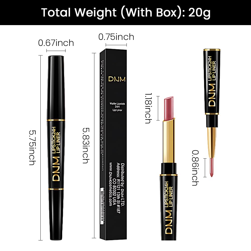 Kaely 2-in-1 Nude Pink Velvet Matte Lip Liner & Lipstick Combo Set Kit for Women, Magic 24 Hours Lipstick and Lip Liner Makeup Set Stain Long Lasting Waterproof labial 46