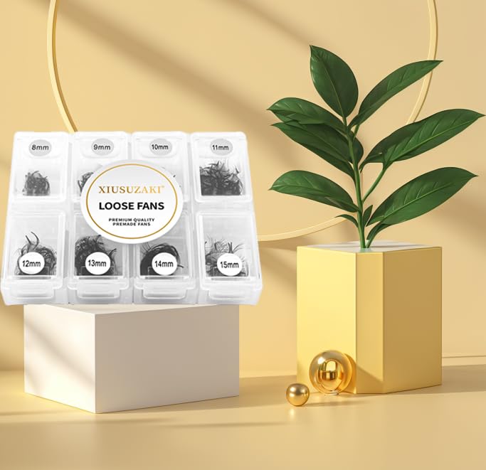 Premade Fans Eyelash Extensions 600 Fans 14D Volume Lash Extensions 0.03 Thickness Eyelash Extension C Curl Premade Lash Fans Mix 8-15mm Fluffy Soft Handmade Loose Fan(600Fans-14D-0.03-C,8-15mm)