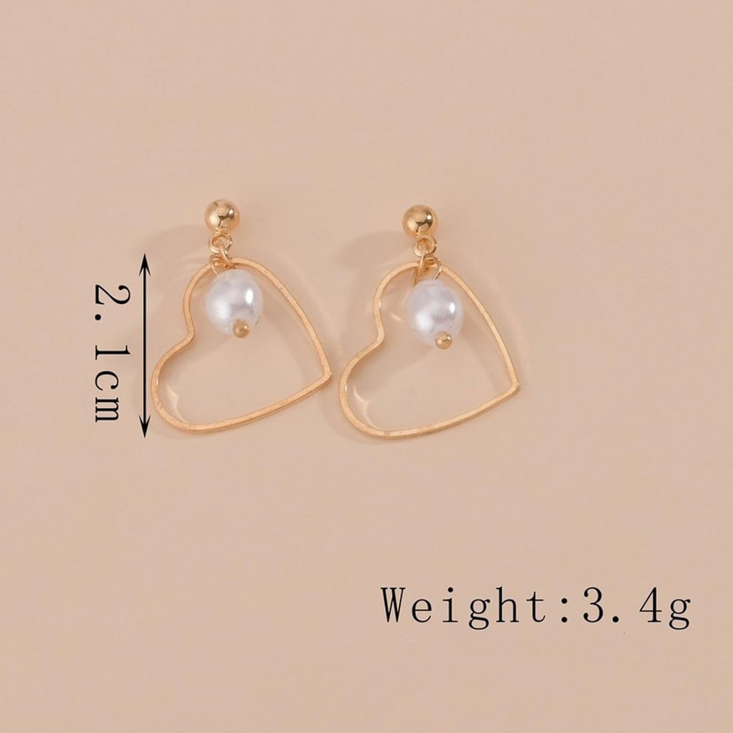 Boho Tiny Pearl Heart Drop Earrings Vintage Gold Hollow Heart Dangle Earrings Statement Faux Pearl Heart Hoop Earrings Jewelry for Women