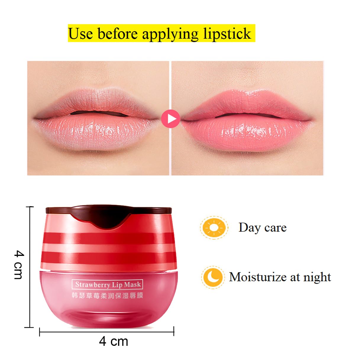 2 Pcs Lip Balm Honey Pot,Honey & Strawberry Lip Mask Propolis Moisturizing Lip Balm with Stick,Prevention Dry and Cracked Lip Scrubs,Exfoliator Lip Wrinkle Skin Care Products