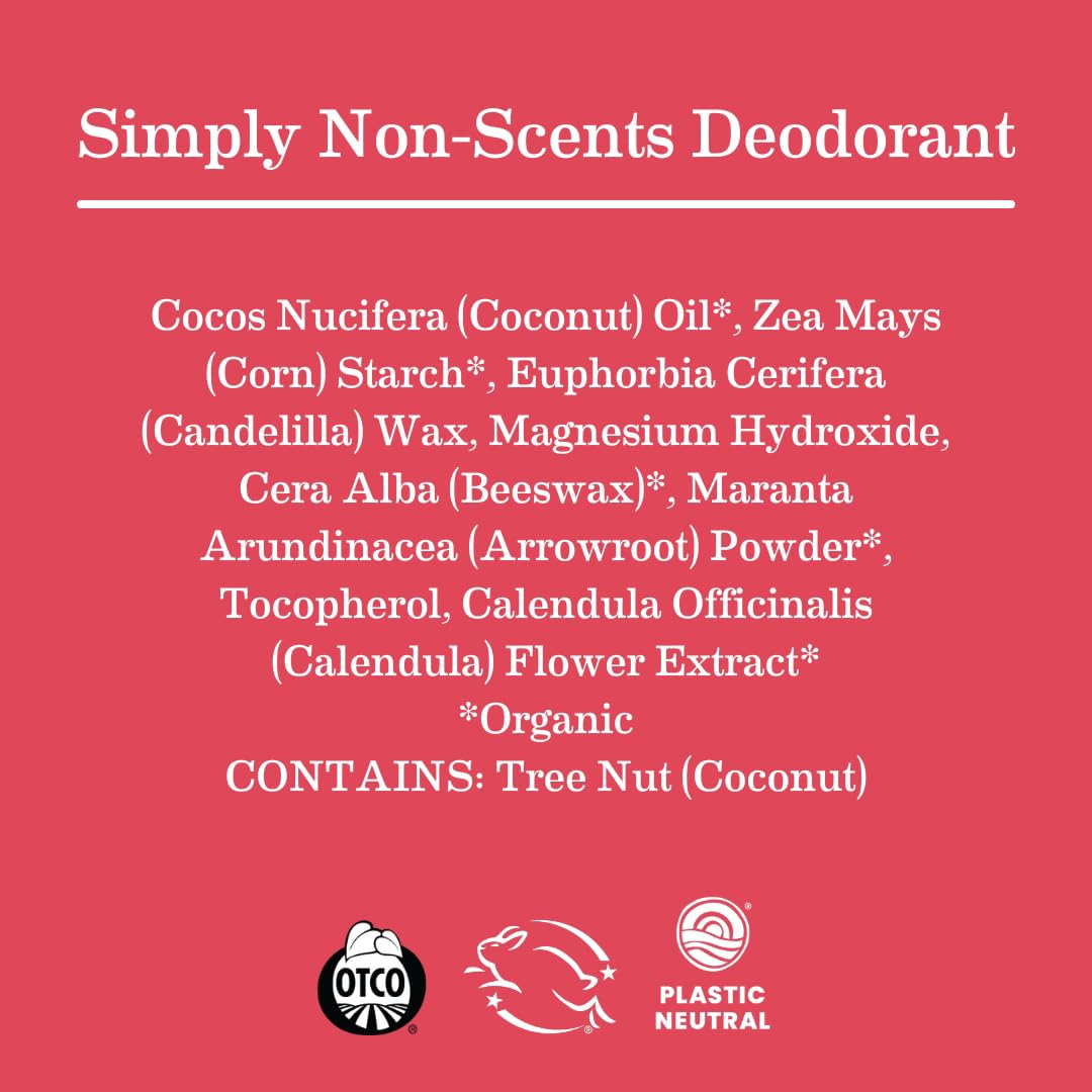 Earth Mama Simply Non-Scents Deodorant | Fragrance-free + Safe for Sensitive Skin, Pregnancy and Breastfeeding, Contains Organic Calendula and Coconut Oil, No Baking Soda or Aluminum, 2.65-Ounce