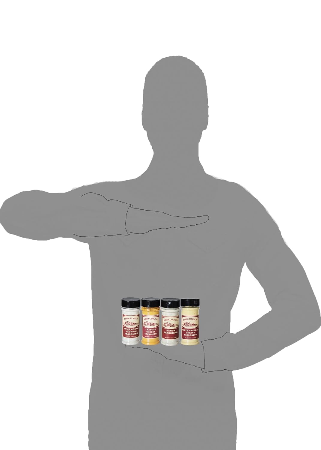 Amish Country Popcorn | Seasoning Variety Pack | 4 Bottles | White Cheddar - Cheddar Cheese - Sour Cream & Onion -Ranch | Nut Free | Old Fashioned, Non-GMO and Gluten Free