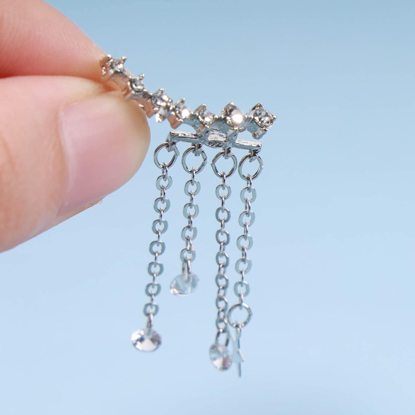 Boho Star Ear Jacket Earrings Gold Cz Star Ear Climber Earrings Crystal Chain Tassel Earrings Crystal Ear Crawler Long Chain Earrings Jewelry for Women and Girls Gifts