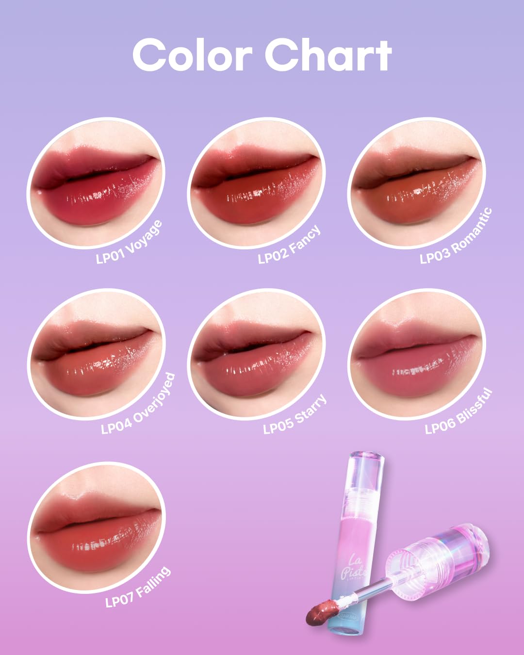 DEARMAY LA PISTE LIP TINT LP02 Fancy 0.14 oz. long lasting lip stain with glossy finish and lightweight texture, non sticky, hydrating formula with no flaking and glassy vivid tint, korean makeup