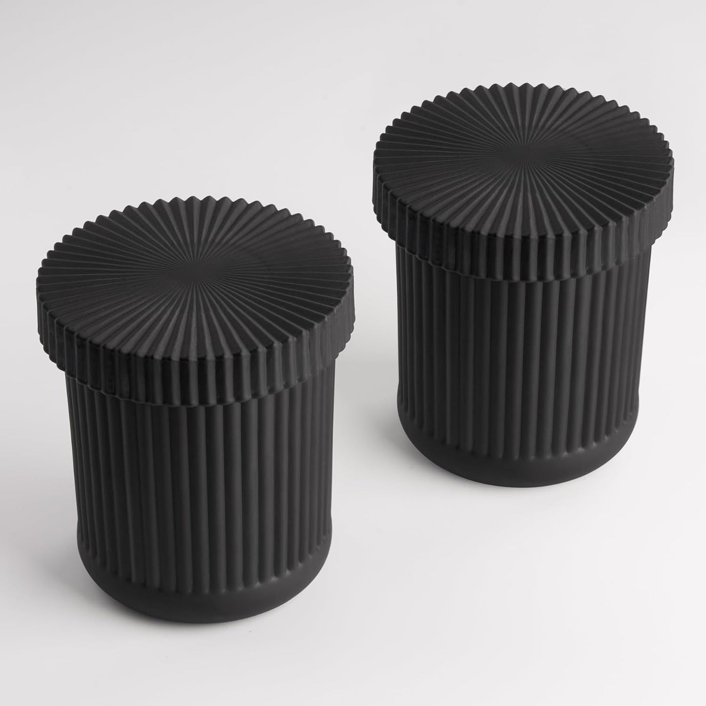 Glass Bathroom Organizer Set for Men, 2 Pack Bathroom Accessories, Bathroom Decor for Cotton Swabs, Cotton Balls, Pads, Floss Picks – Husband Birthday Gift Ideas, Gifts for Men(Black)