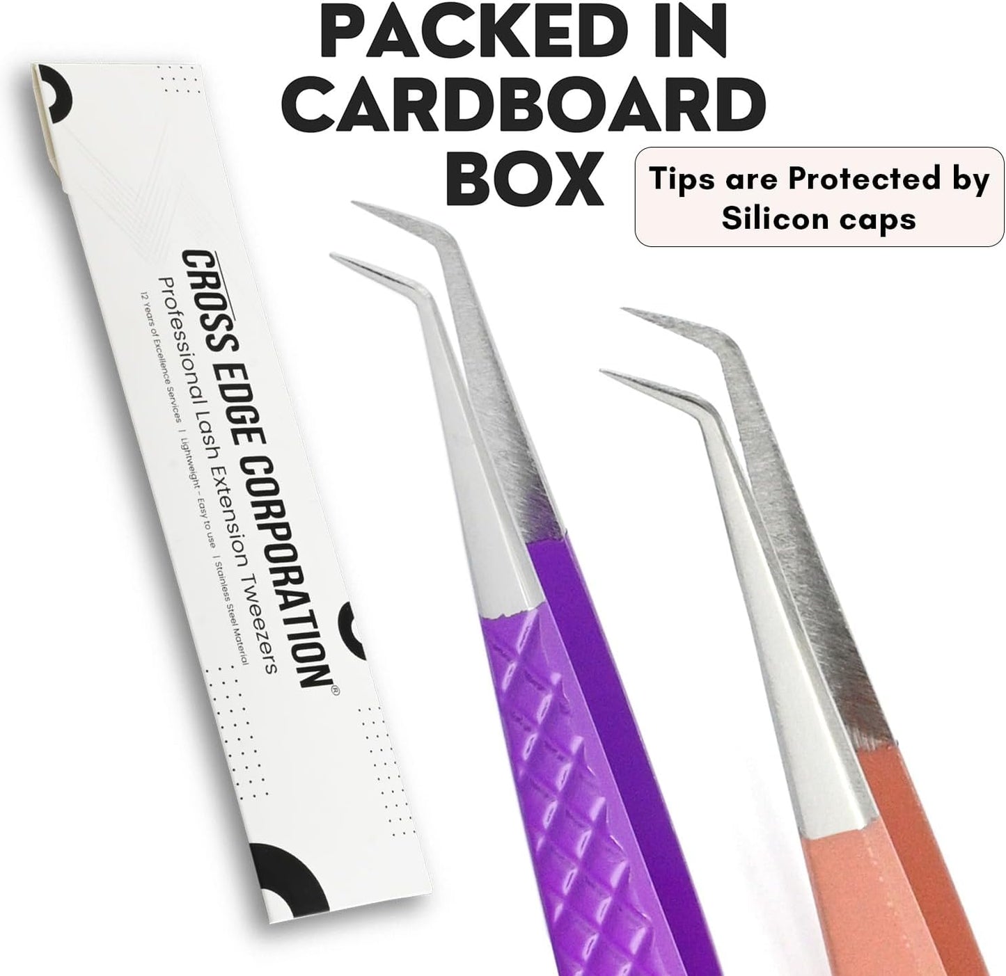 2pcs Curved Isolation Tweezers for Eyelash Extensions – 14cm Stainless Steel, Best for Individual Isolation & Classic Lashes