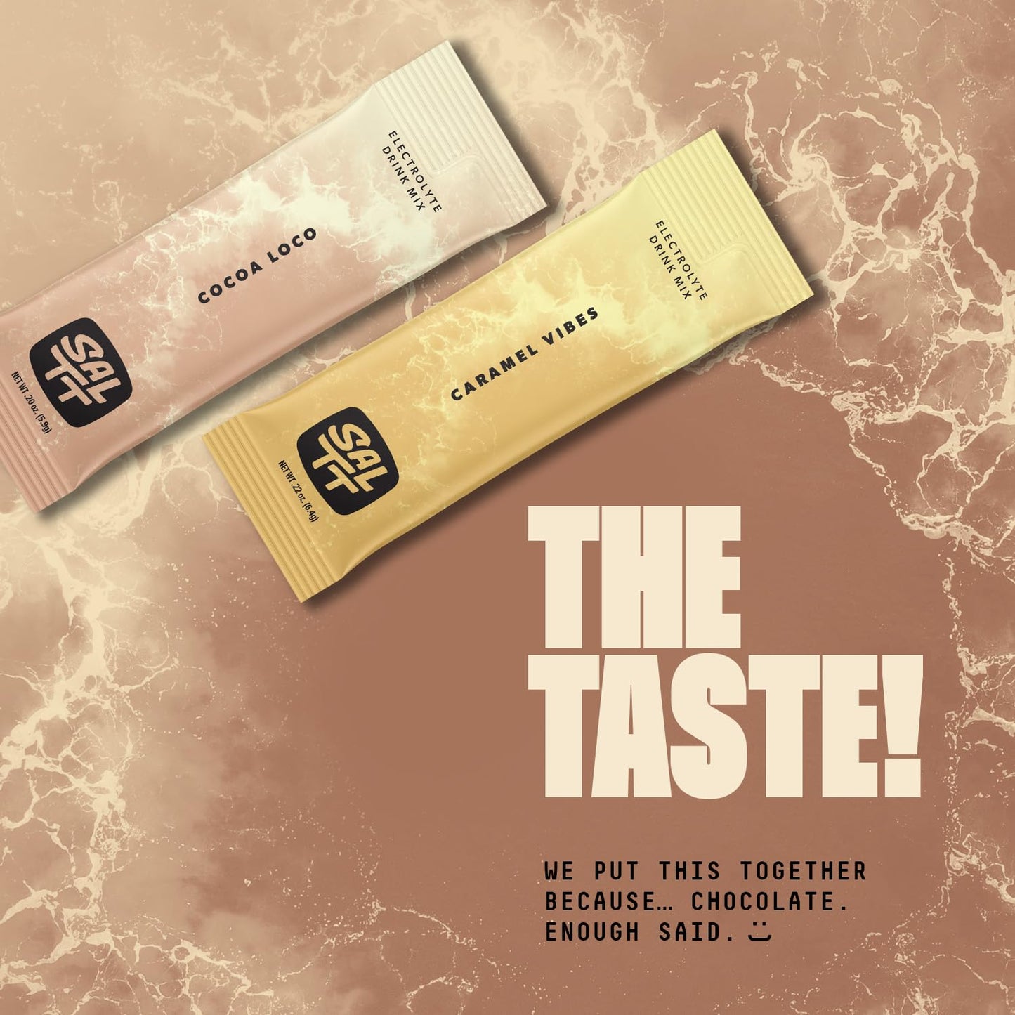 Keto Chow SALTT Electrolytes Powder Packets, Cocoa Variety Pack (30 Packets) - Magnesium, Potassium, Sodium, Trace Minerals - Vegan, Sugar Free, Gluten Free - Travel Essentials - Made in USA