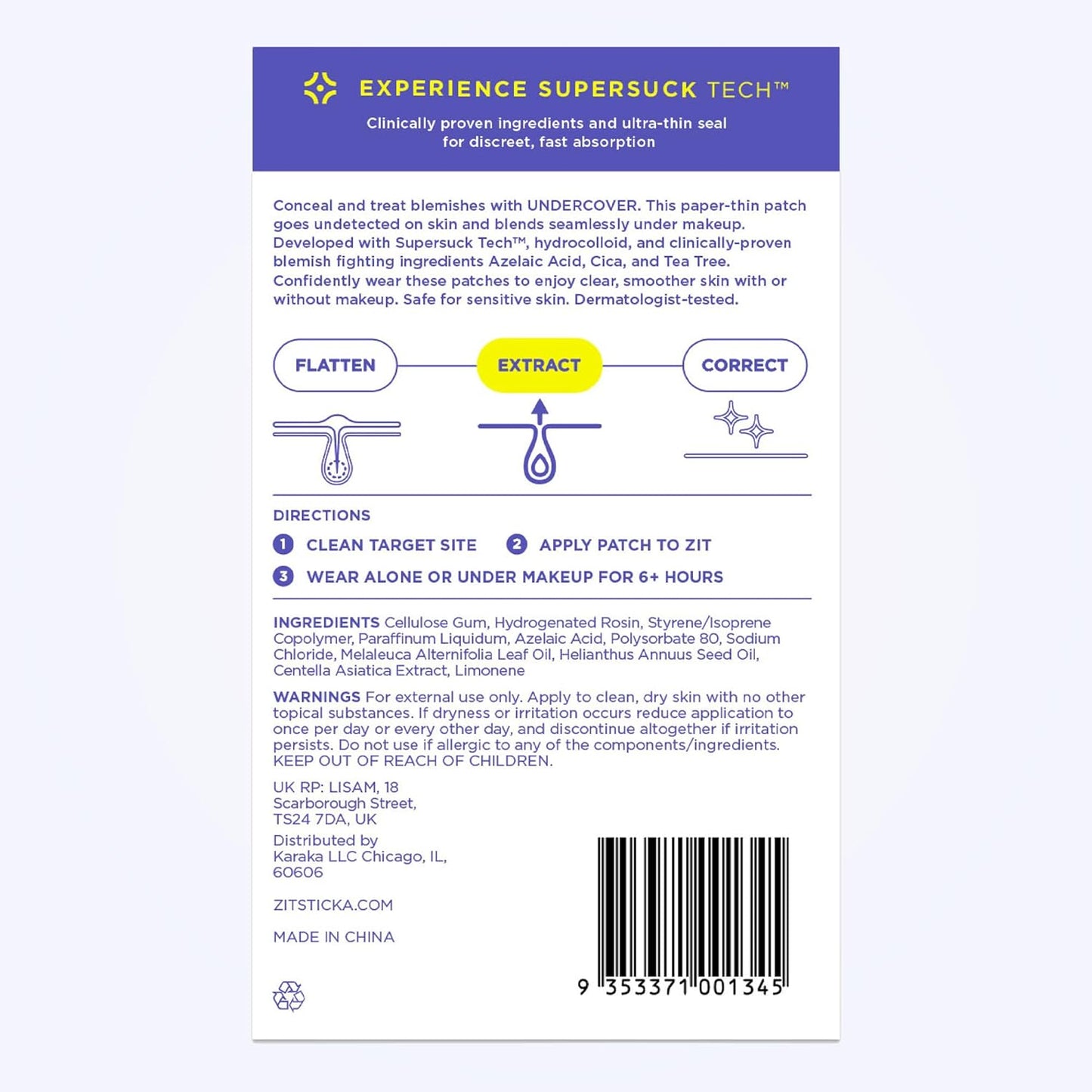 ZitSticka Invisible Pimple Patches for Face, Hydrocolloid Patches, Ultra-Thin Clear Azelaic Acid & CICA Blemish Patches, Pimple Stickers (UNDERCOVER 72ct)