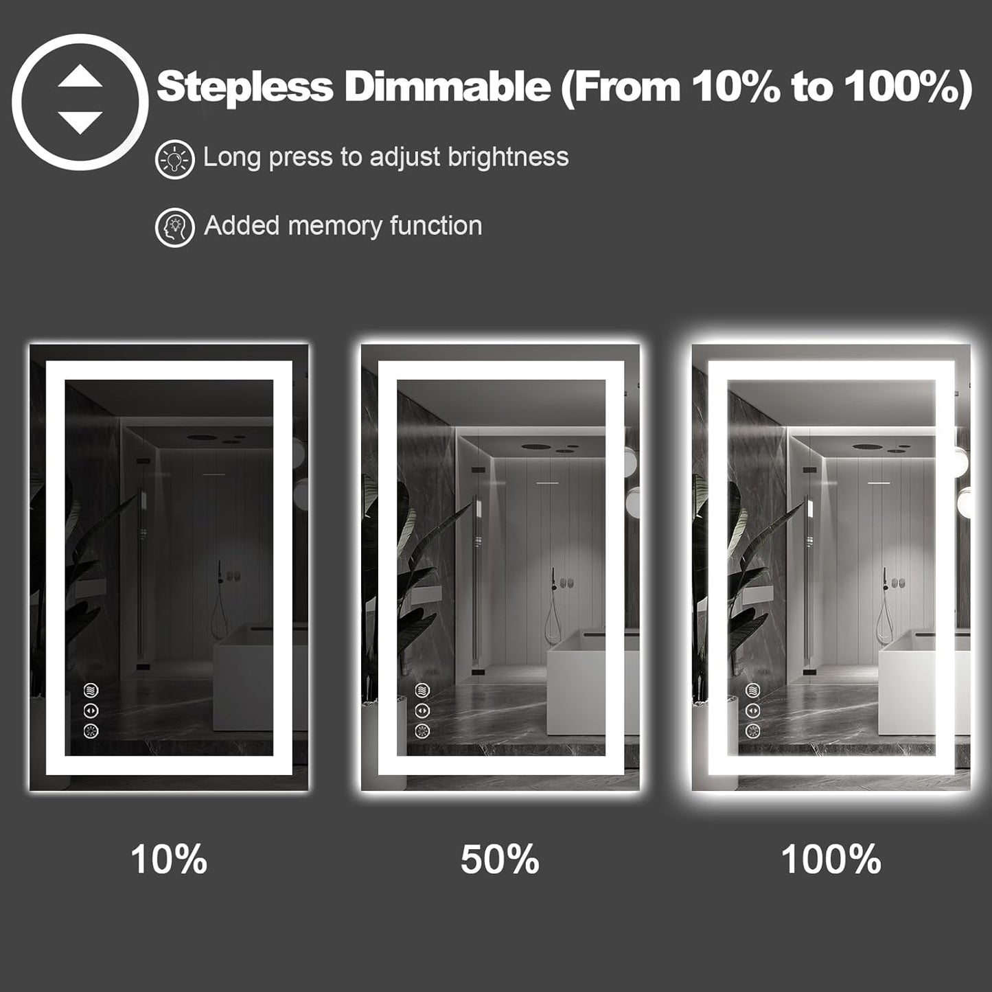 Amorho LED Bathroom Mirror, 20" X28" with Front Light and Backlit, Stepless Dimmable Wall Mount Mirrors, Anti-Fog, Shatter-Proof, Memory, 3 Colors Lihgting, LED Vanity Mirror(Horizontal/Vertical)