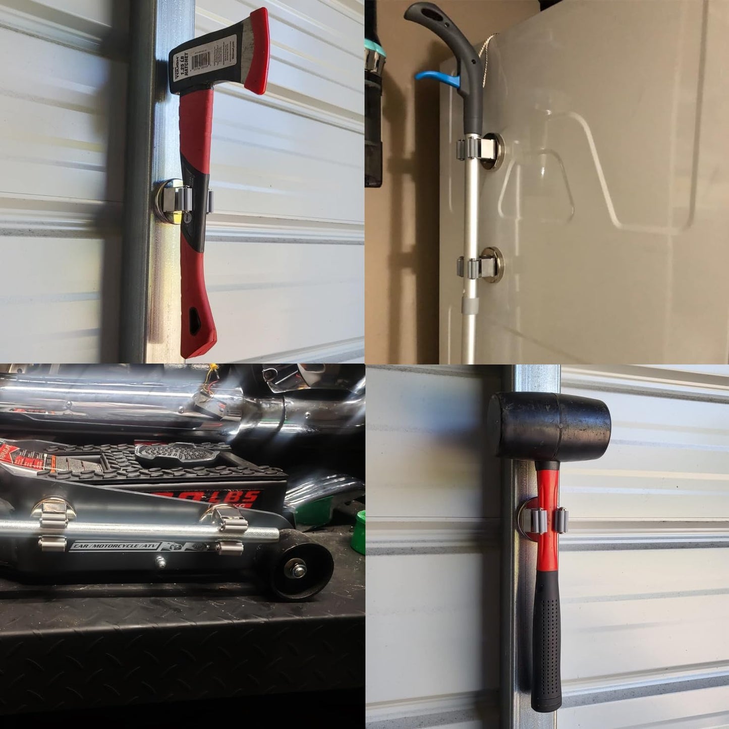 MUTUACTOR Magnetic Broom Holders,4pcs Sturdy Heavy Duty Magnetic Clips Wall Mount,10lbs No Drilling Anti-broken Magnetic Hooks Broom Mop Brackets for Work Cargo Garage Laundry Van Accessories