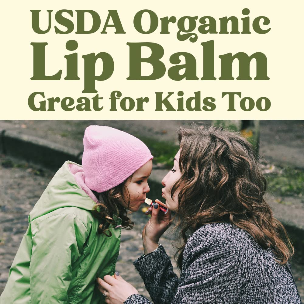 Earth's Daughter USDA Organic Lip Balm 4-Pack Citrus Flavor - Beeswax, Coconut Oil, Vitamin E - Best Lip Repair Chapstick for Dry Cracked Lips.