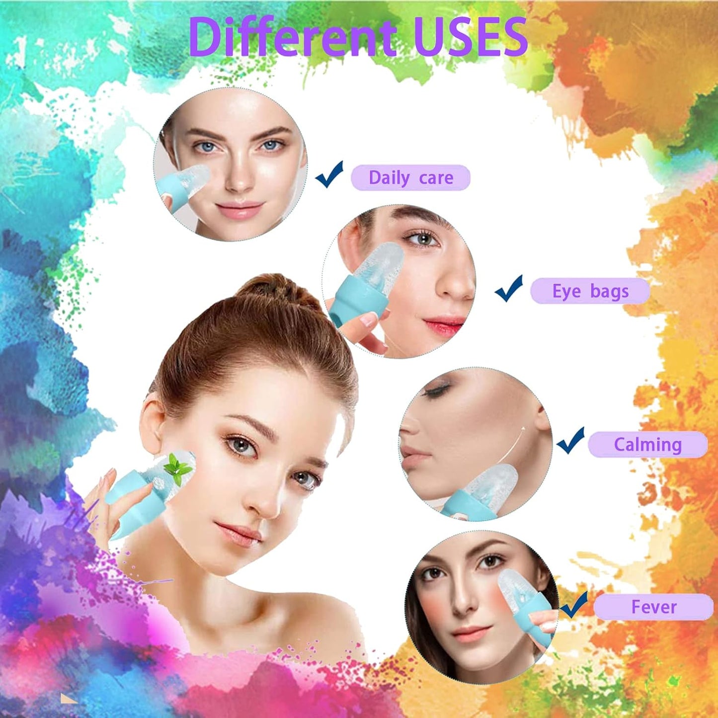 Ice Roller for Face and Eye, Ice face roller,Gua Sha Facial Tools, Facial ice roller, Skin Care Tools,Ice mold for face… (purple-eyes)