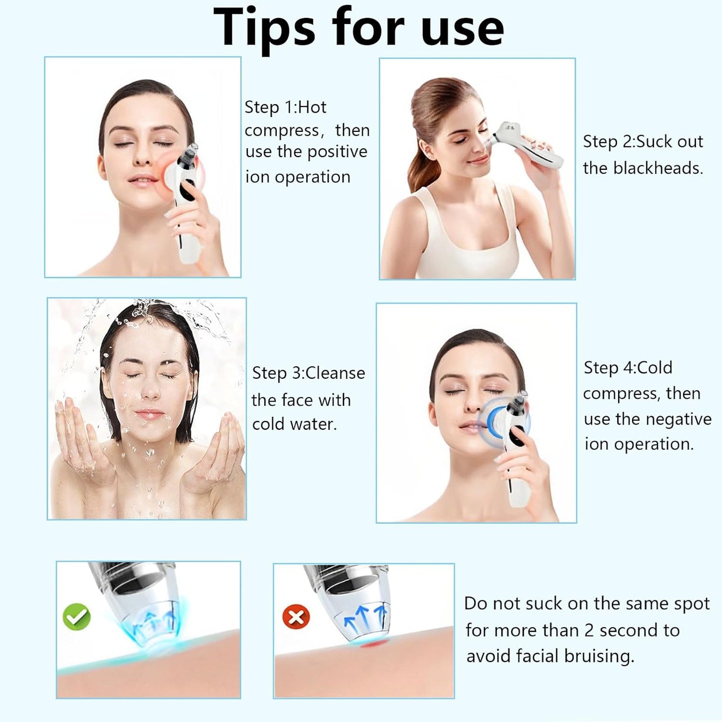 Blackhead Remover Vacuum Face Suction Pore Cleaner with Hot&Cold Compress Positive&Negative Ion Massage Nose Whitehead Remover Pimple Sucker with 5 Probes Pore Extractor Tool… (White)