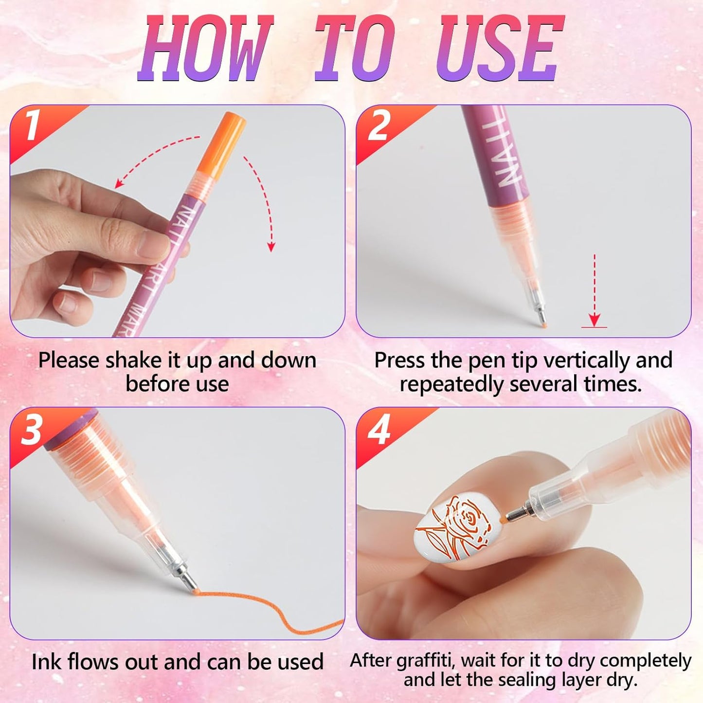 12 Colors Nail Art Pens Set, Nail Art Markers for Gel Nails, Drawing Painting Point Liner Acrylic Painted Pen Kit, Waterproof and Quick-drying Nail for DIY Nails Art Design Manicure Tools