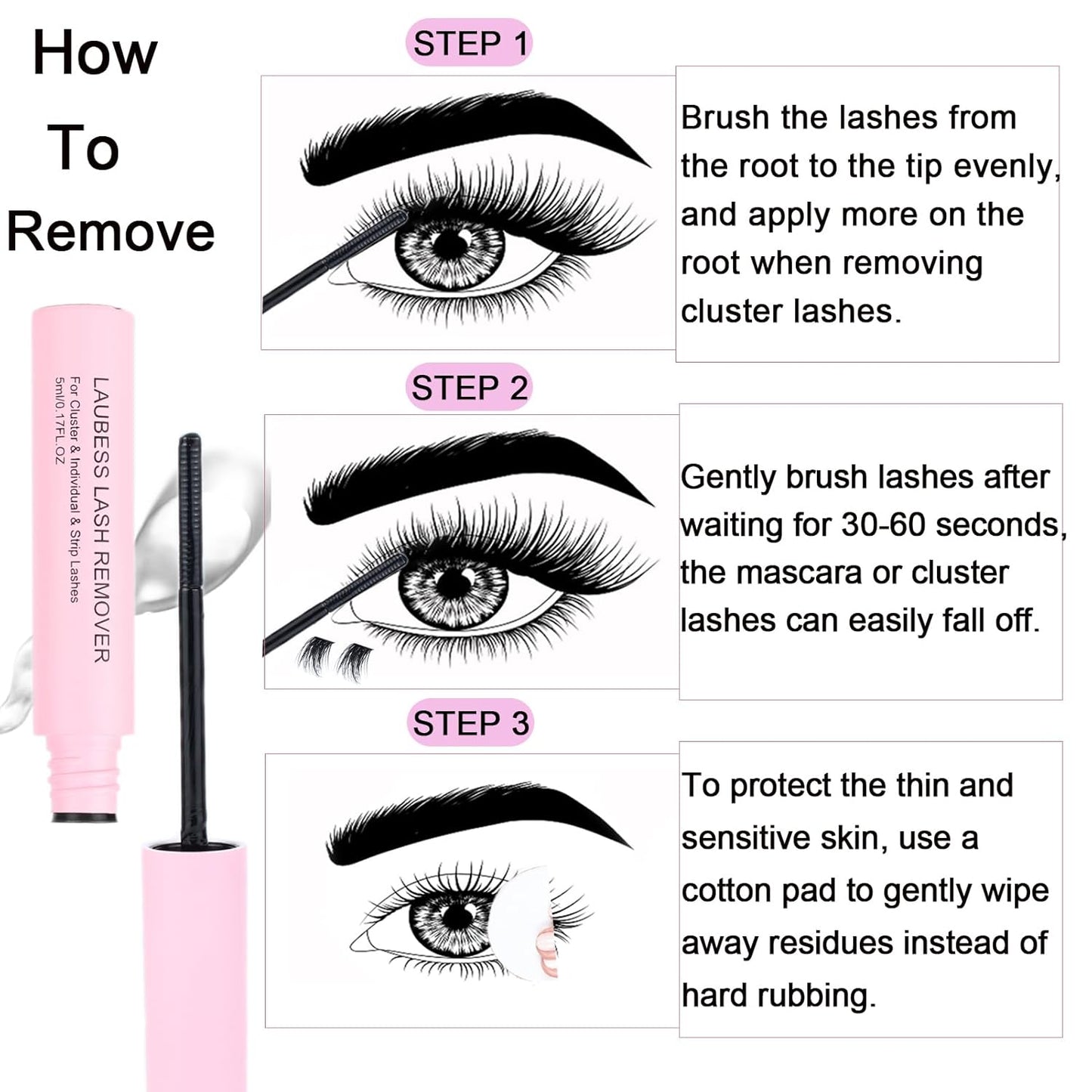 Lash Extension Kit LAUBESS Lash Clusters Kit Cluster Eyelash Extensions Kit Eyelash Clusters Lash Bond and Seal Waterproof Tweezers Brush Lash Glue Remover (Kit 50D-D-Mix9-16)