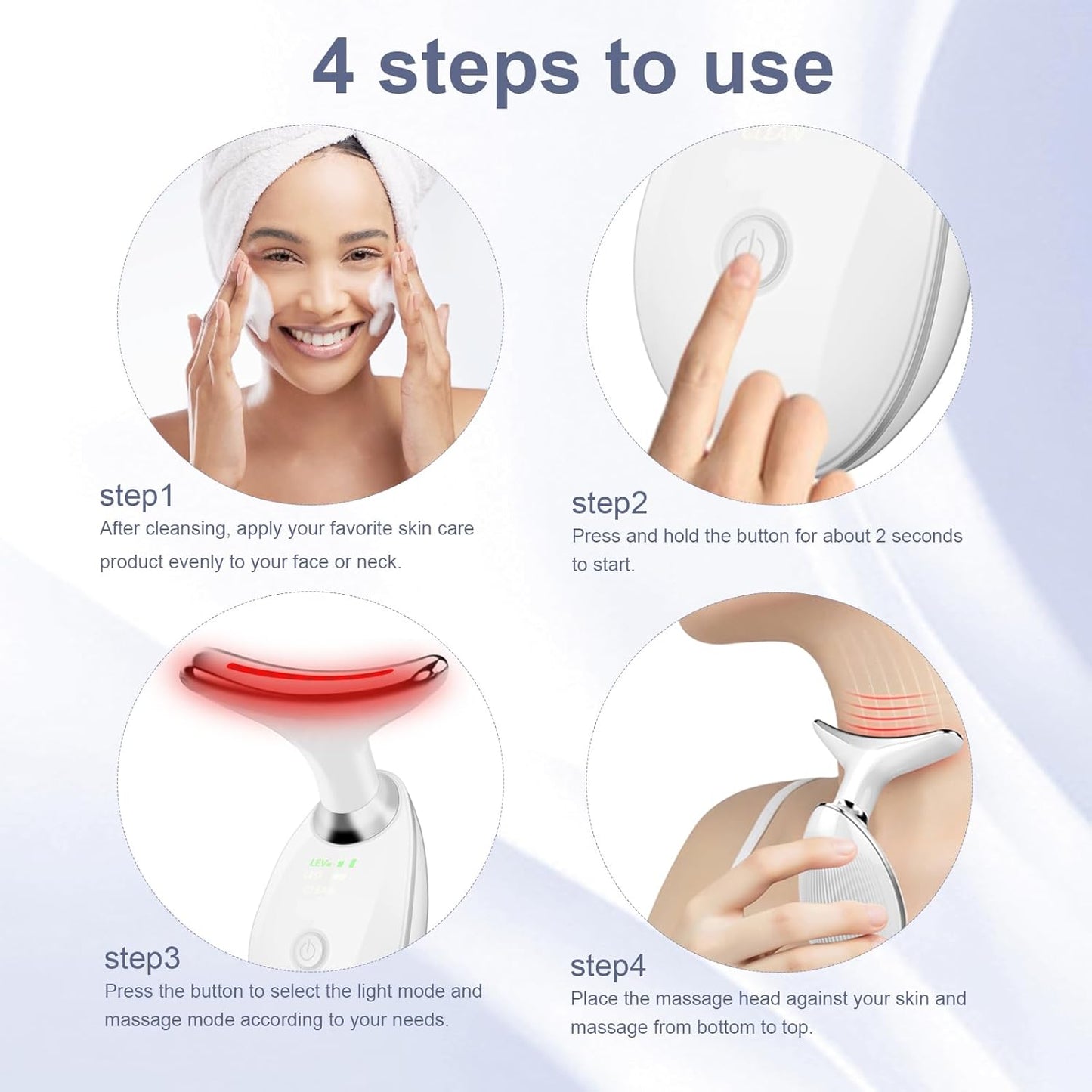 Facial Massager,7 Color LED Light Therapy for Face and Neck,Portable Beauty Skin Care Tools