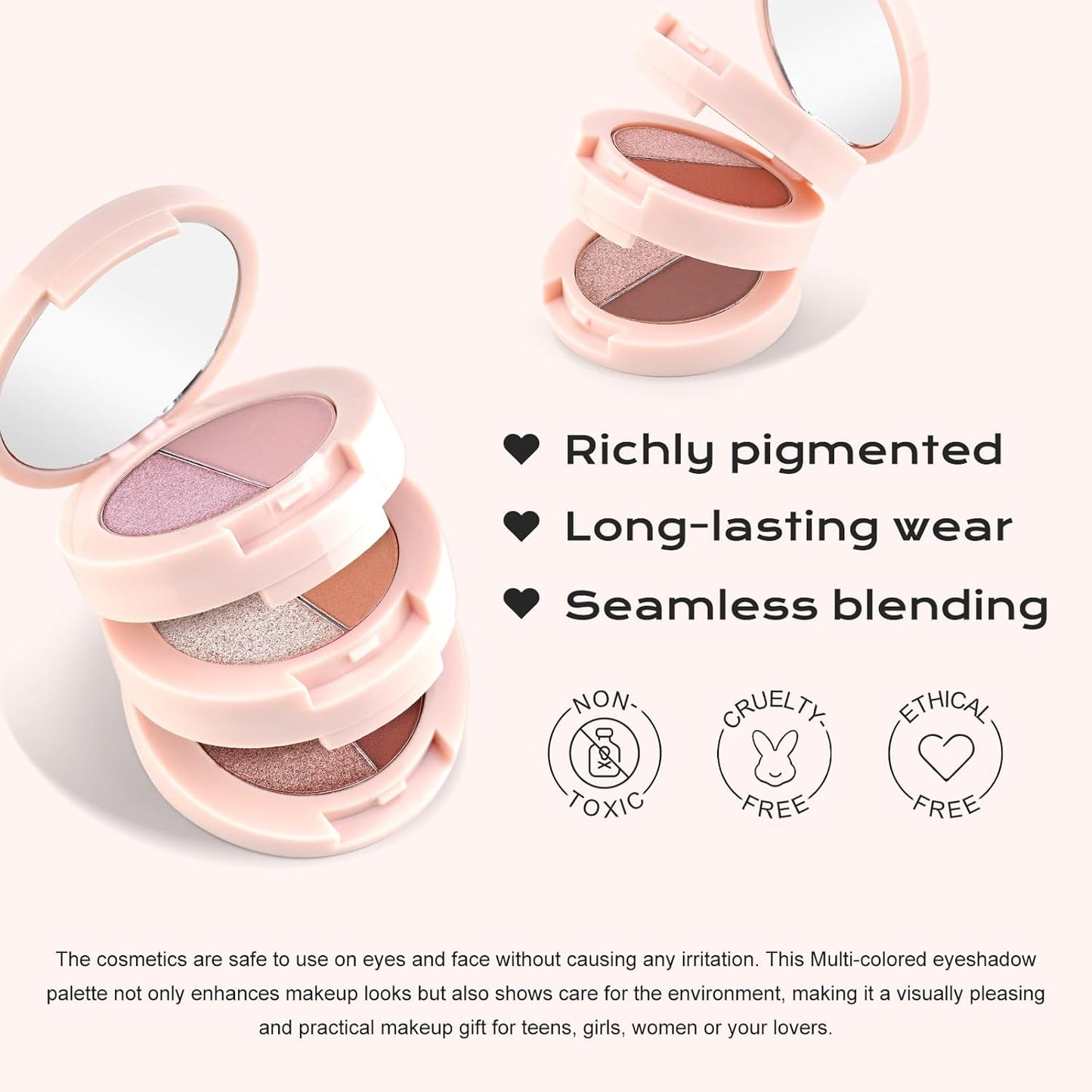 Color Nymph 6 Colors Eyeshadow Makeup Palette | 6-IN-1 Multi-Colored Shimmer & Matte Long-Lasting Travel Size Eye Shadow Make up Kit, Stacked Makeup Design Includes Eyeshadow Brush and Mirror