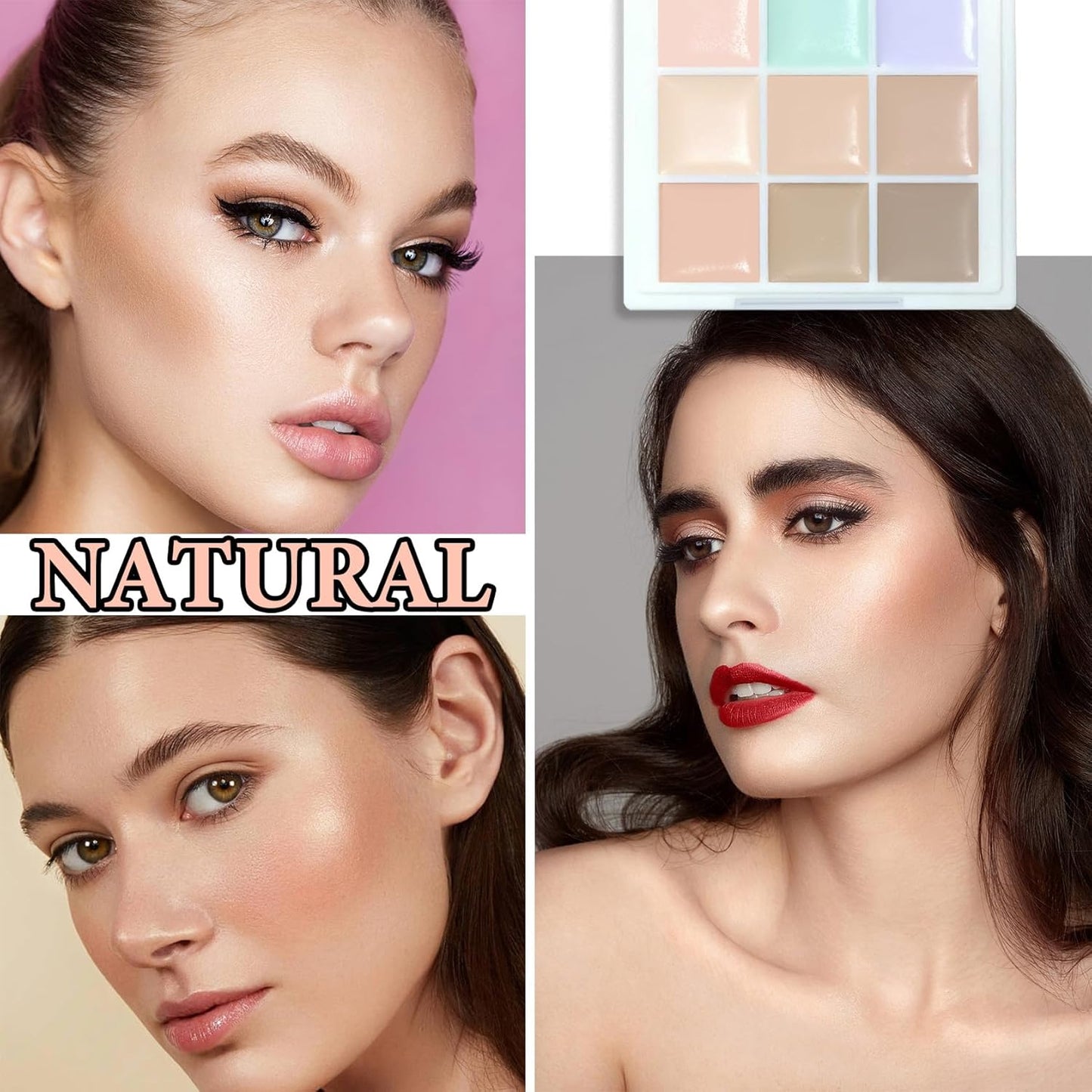 9 Colors Concealer Contour Palette,Correcting Concealer Makeup Palette 9 In 1 Contouring Foundation Cream Contour Palette for Redness,Dark Circles,Blemish,Acne(04#)