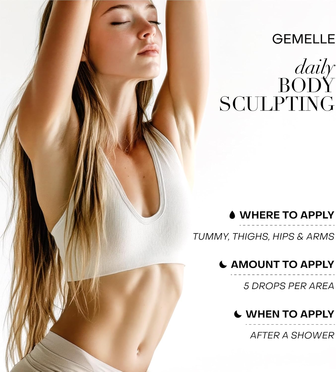 GEMELLE Lymphatic Gua Sha Body Oil | 10x Award Winner | Lymphatic Drainage, Anti-Cellulite, Sculpting | Vitamin E, Anti-Aging | Targeted Use with Gua Sha Tool | Organic, Natural, Clean Beauty – 30ml