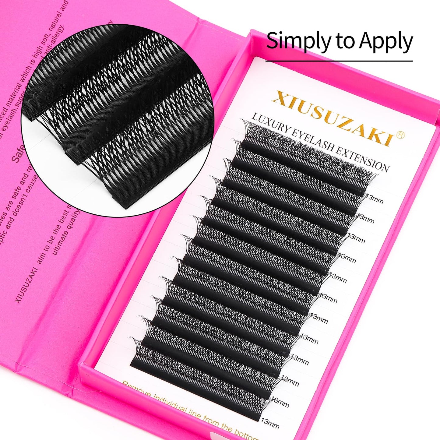 Lash Extensions Double Tips 3D Eyelash Extensions W Shape 0.07mm Thickness C Curl 11mm Premade Fans Easy Fan Volume Matte Black Crisscross Eyelashes(W-3D-Double Tips-0.07-C,11mm)