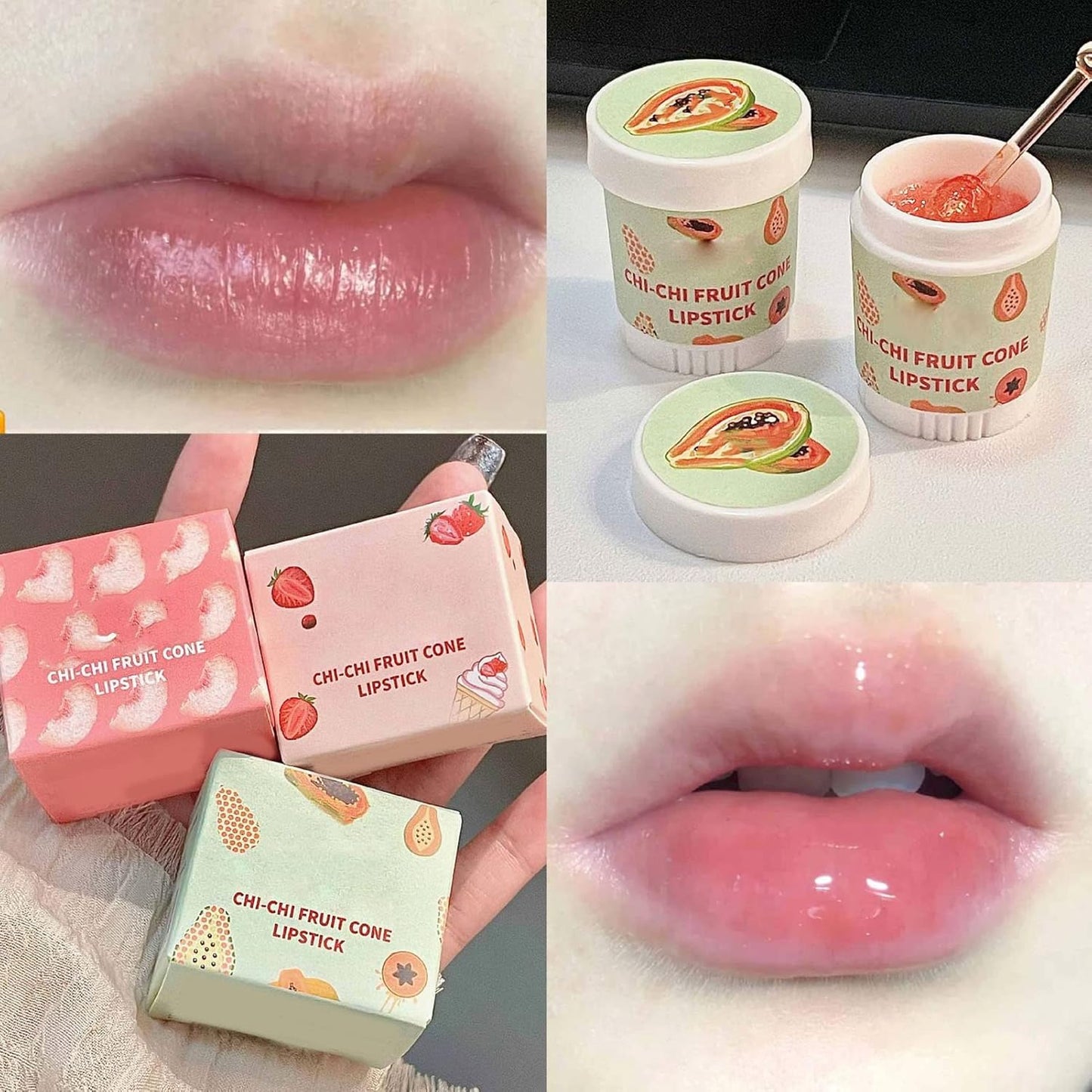 Lip Balm Cute, 3pcs Cute Ice Cream Shape Moisturizing Fragrance Wrinkle Removal Lip Care Cream for Chapped Lips Daily Use