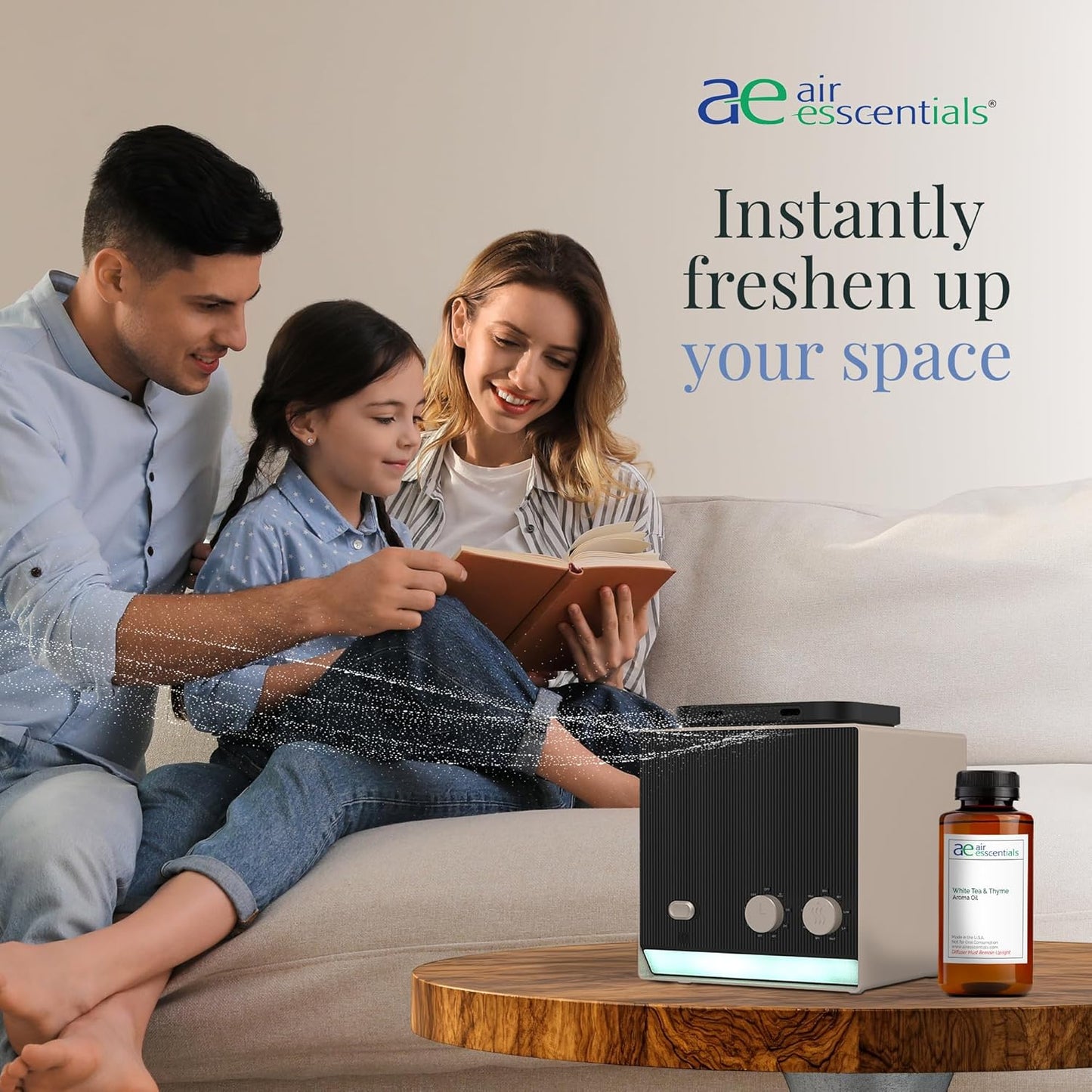 White Tea & Thyme Aroma Oil, Essential Oils Blend for Diffusers & Scent Machines, Rose Petals, Thyme & Balsam, Aromatherapy, Cold Air Diffuser Compatible, 300 mL