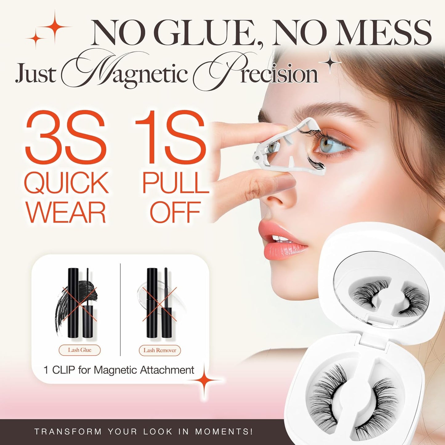 LASHVIEW Upgrade Magnetic Eyelashes with Applicator,Reusable Soft Natural Look, No Glue Needed Magnetic Eyelashes Lashes Kit,Easy to Wear and Remove A14