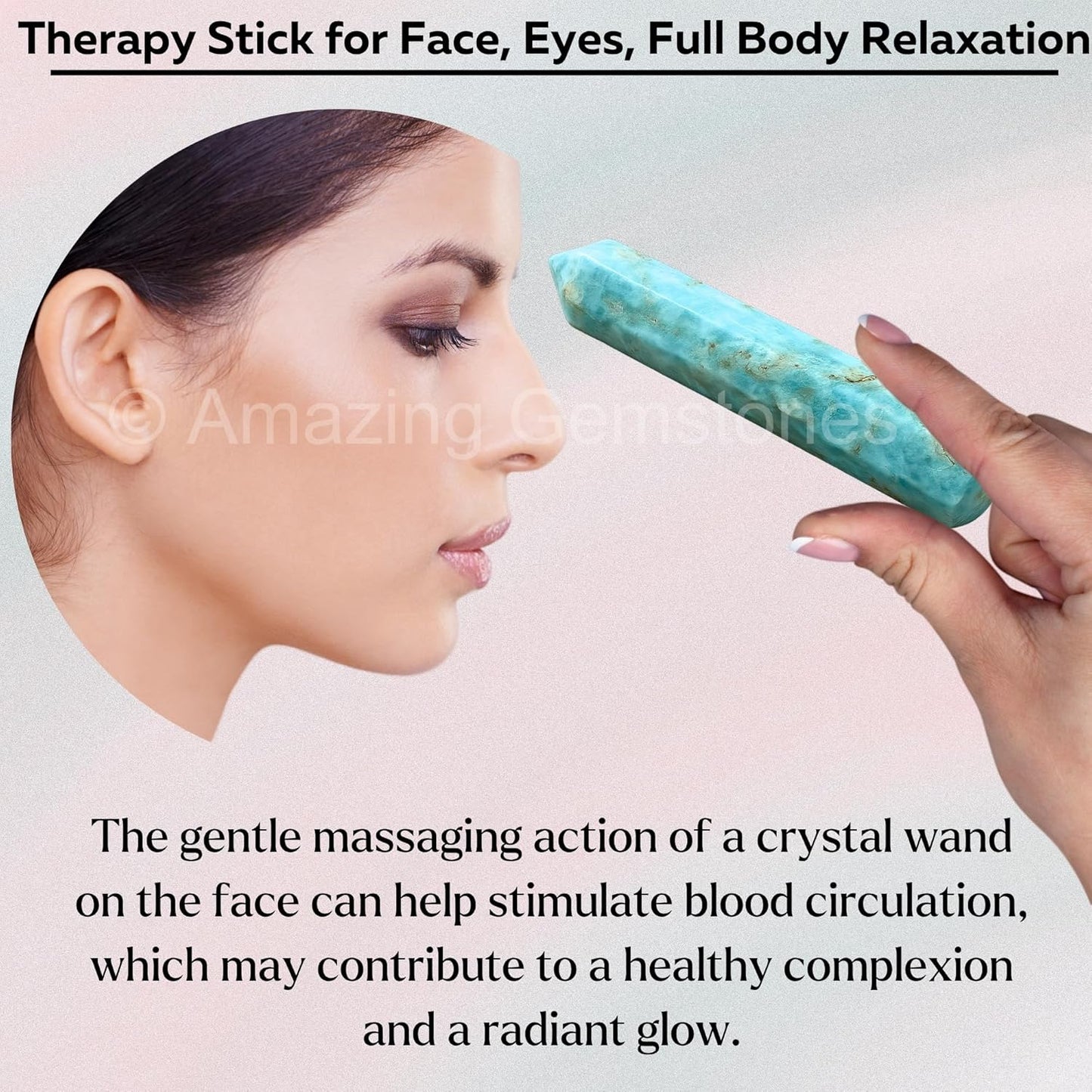 Amazing Gemstone Caribbean Calcite Crystal Wand Massage Stick - Pelvic Wand Gua Sha for Adults - Crystals and Healing Stones Massage Wands for Adults Gifts (Pointed)