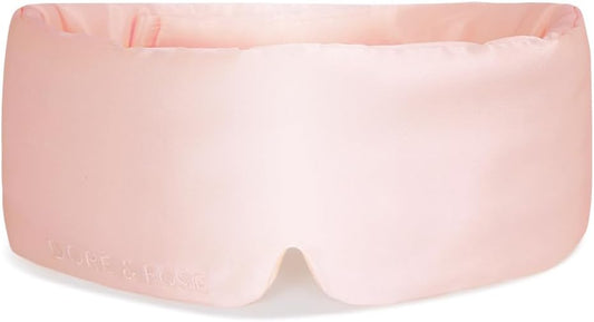 Dore & Rose Deep Sleep Mask Light Blocking, 23 Momme Mulberry Silk Eye Mask, Ultra Soft, Adjustable - Travel Sleeping Mask for Men & Women - Pink