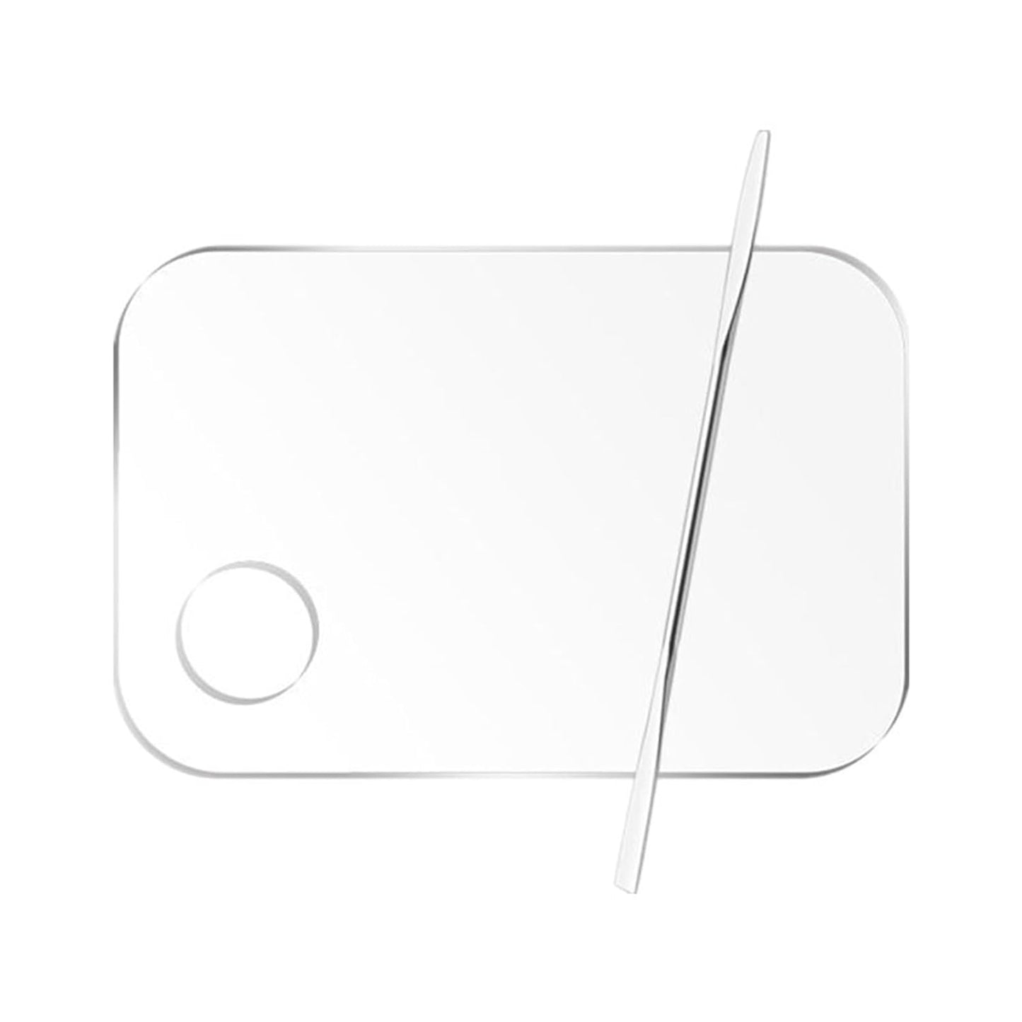 2 Pcs Acrylic Makeup Palette Makeup Mixing Tray with Makeup Spatula for Beauty Salon Color Cream Liquid Foundation Mixing Palette (Rectangular)