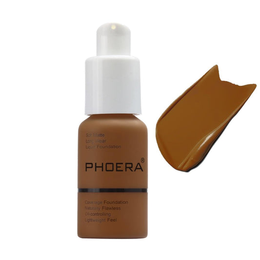 PHOERA Foundation, Long-Lasting Waterproof Oil Full Coverage Flawless Soft Matte Liquid Foundation.(1pcs-112# Toffee)