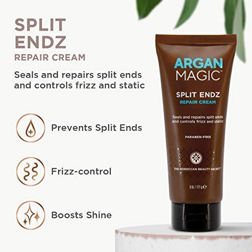 Argan Magic Split Endz Repair Cream - Instantly Binds Frayed and Separated Ends While Preventing Future Breakage | Controls Frizz | Made in USA, Paraben Free, Cruelty Free (6 oz / 2 Pack)
