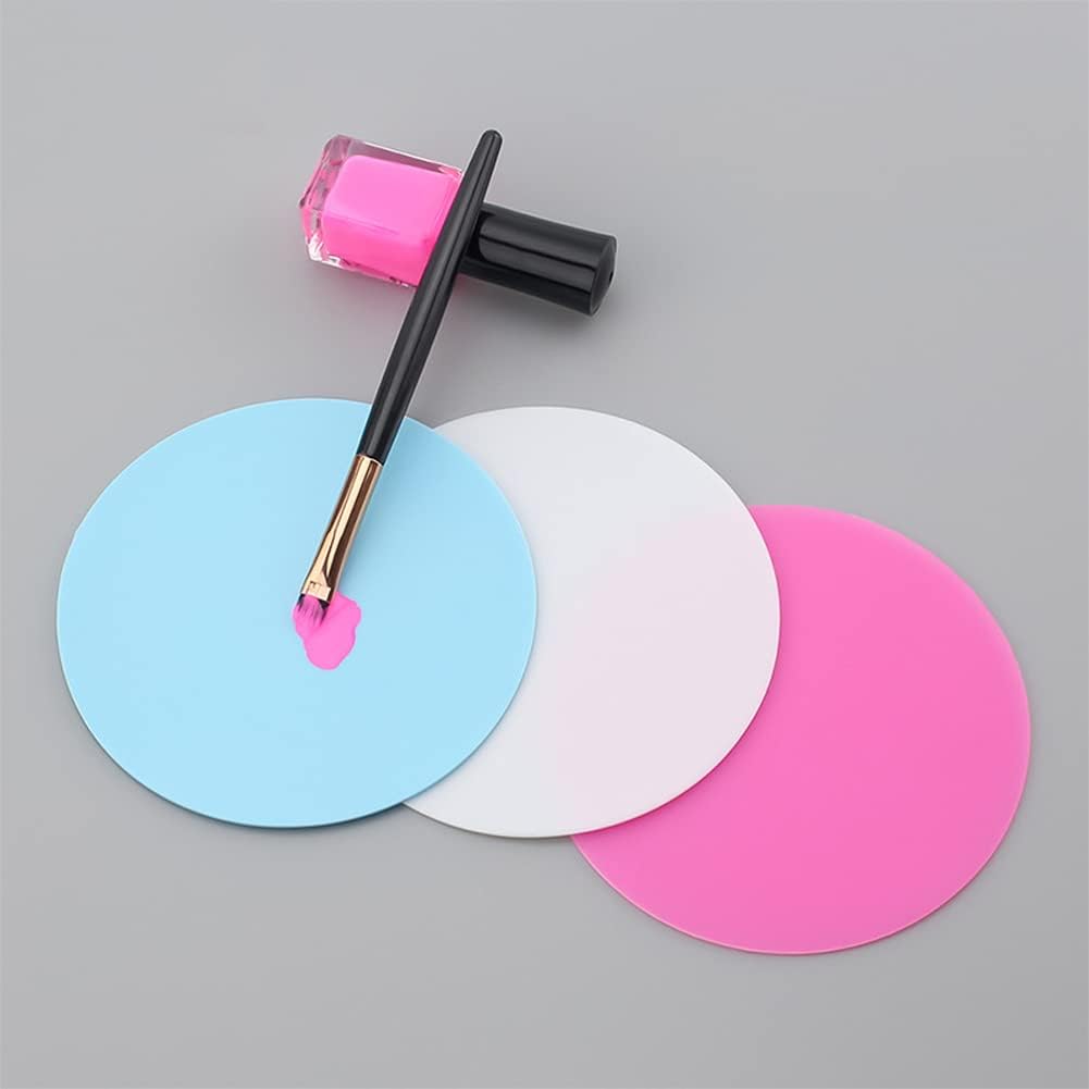 8 Sheets Silicone Round Shape Nail Art Painting Gel Palette Nail Polish Mixing Plate Foundation Lipstick Palette Cosmetic Palette Paint Drawing Color Dish Manicure Nail DIY Tool