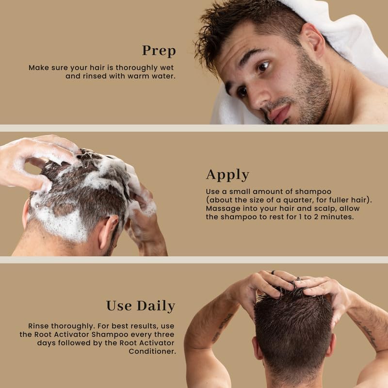 Hair Growth Shampoo for Men (250ml) Activating Follicles & Roots for Thicker & Fuller Hair | Cleanse, and Hydrate Scalp | Root Activator | Regrowth Shampoo for Men