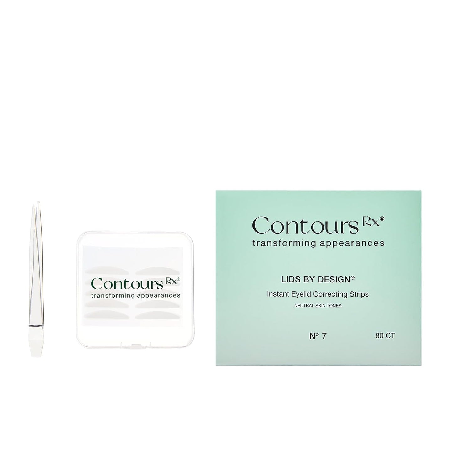 Contours Rx Lids By Design - Non-Surgical & Transparent Eyelid Lift Strips - For a More Youthful-Looking Appearance, Reshape and Define with Eyelid Tape for Hooded Eyes (7mm) 80ct