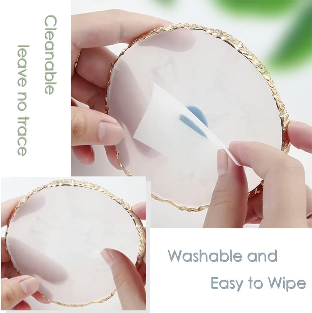 Resin Nail Art Palette, Nail Art Painting Mixed Color Palette Gold Edge Nail Gel Color Makeup Display Board (3#Blue)