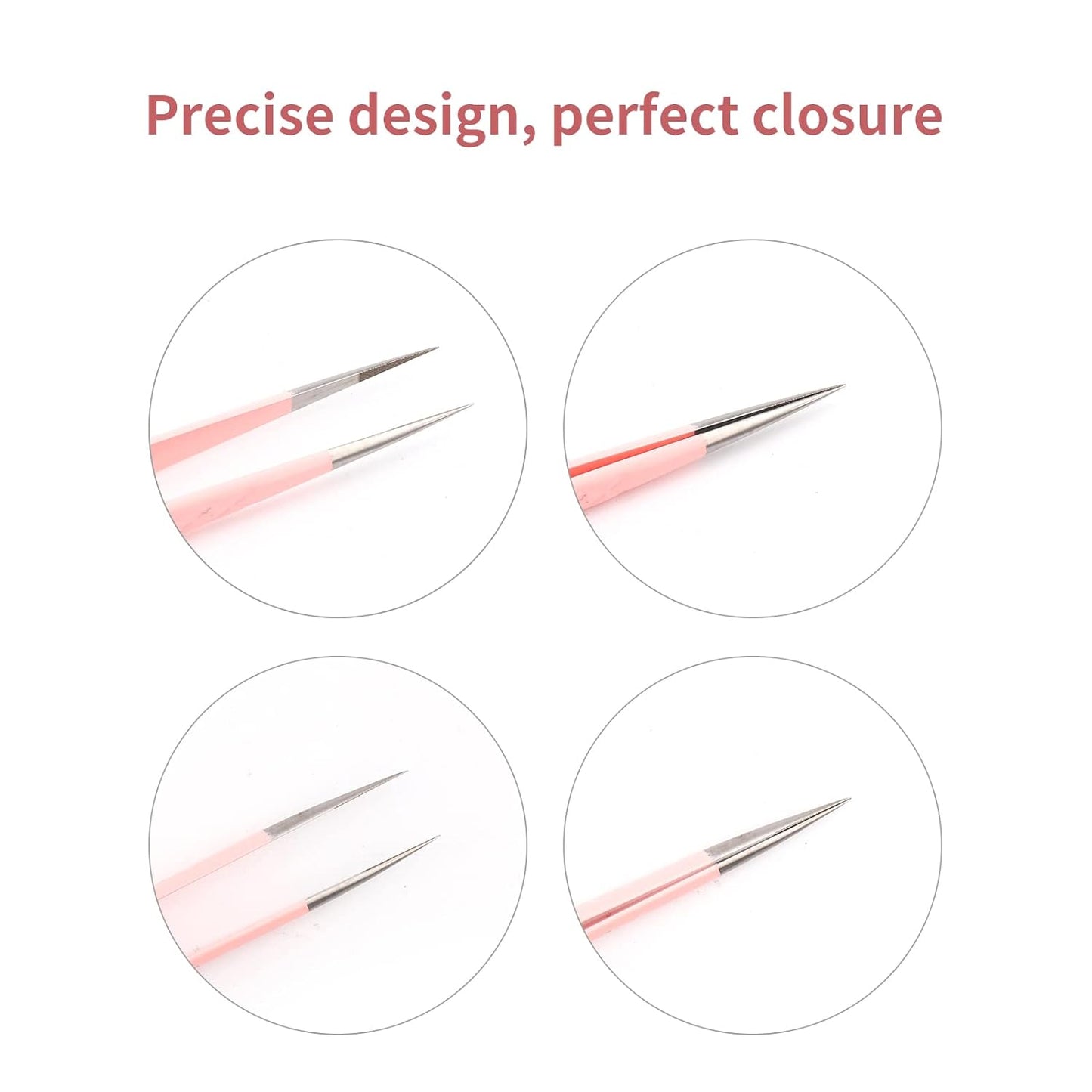 FADLASH Precision Lash Tweezers - Straight Fiber Tip Eyelash Extension Tweezers - Professional Artist Tech Work Kit - Pink