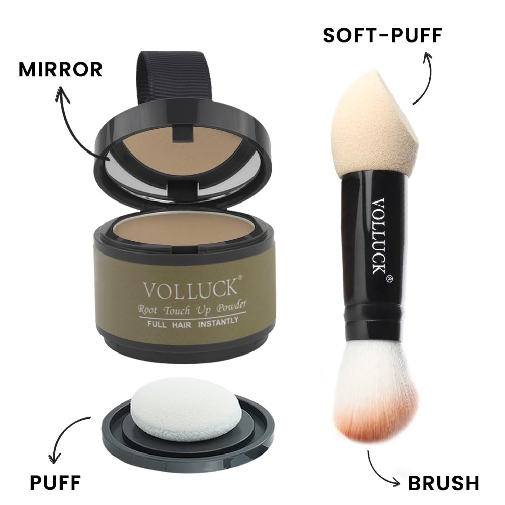 Root Touch Up Powder, Instantly Gray Root Cover Up Hairline Powder, Hair Concealer for Women and Men (A-Light Coffee, 2PC)