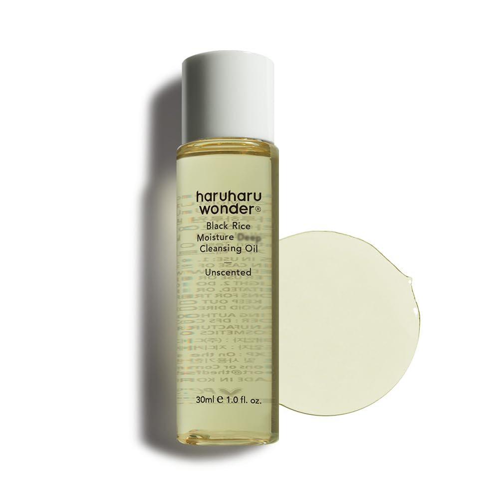 HARUHARU wonder Black Rice Moisture Cleansing Oil, Travel Size, Double Cleansing, Daily Makeup remover, Pore Oil Cleanser, Korean Skincare for sensitive, normal and Oily Skin, 1.0 fl oz