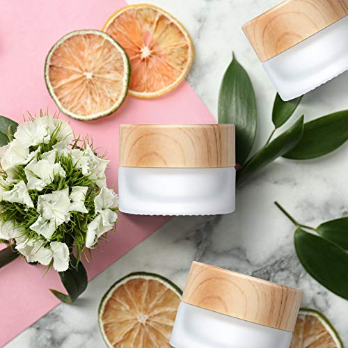 Geiserailie 10 Pieces Glass Cosmetic Containers Empty Sample Jars with Leak Proof Lids Makeup Sample Containers for Lotion Cream Cosmetic (50 Gram)