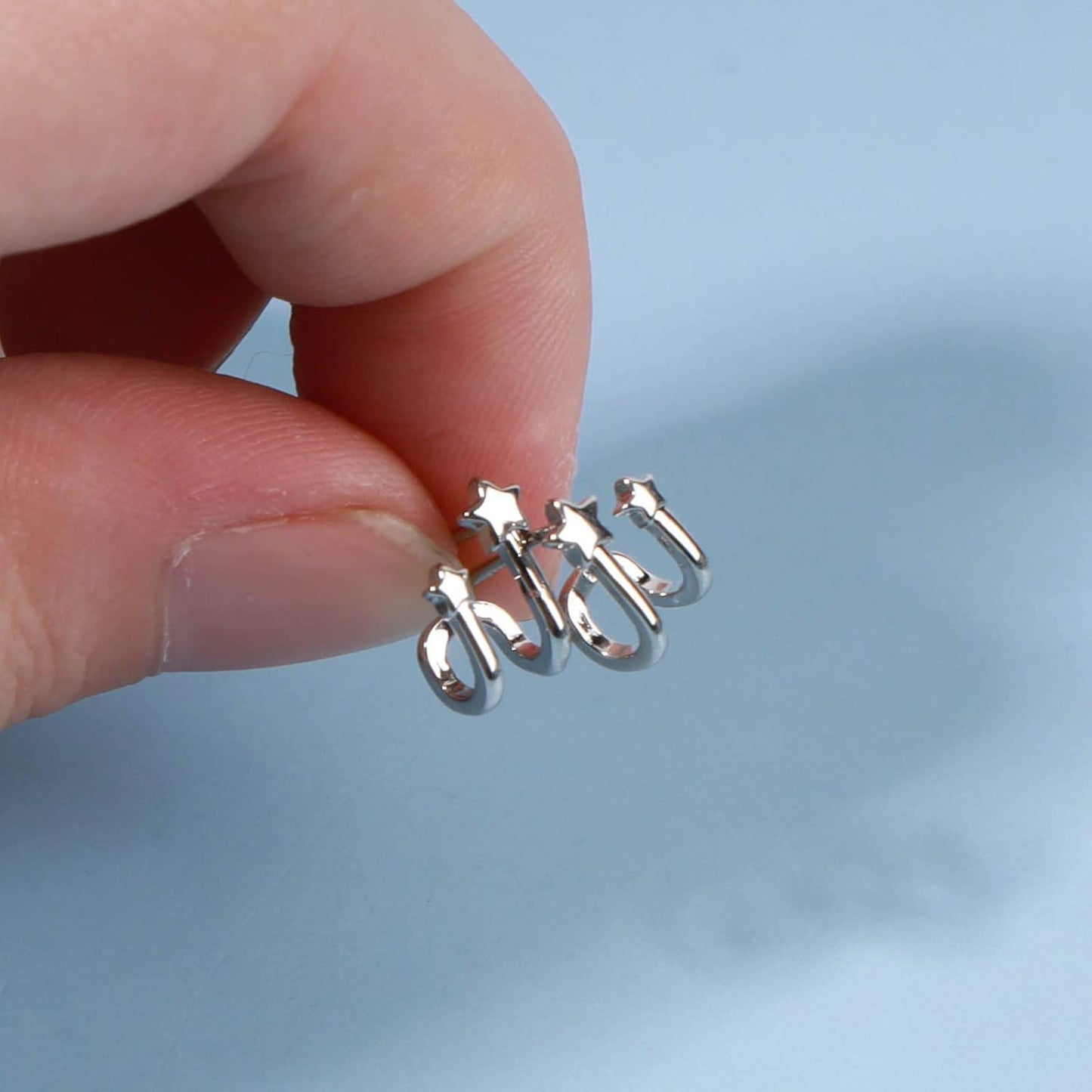 Star Spiral Hoop Earrings Silver Star Wrap Earrings Boho Cluster Star Studs Earrings Twist Ear Huggies Earrings Jewelry for Women and Girls