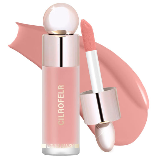Cilrofelr Dewy Liquid Blush, Soft Cream Liquid Blush for Cheek, Buildable & Blendable Pigment, Lightweight & Smooth Texture, Longwear Formula for a Soft, Natural Flush (05 Nude Peach)