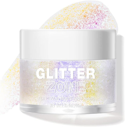 LANGMANNI Holographic Body Glitter Gel for Body, Face, Hair and Lip.Color Changing Glitter Gel Under Light. Vegan & Cruelty Free-1.35 oz (3# Neon Violet)