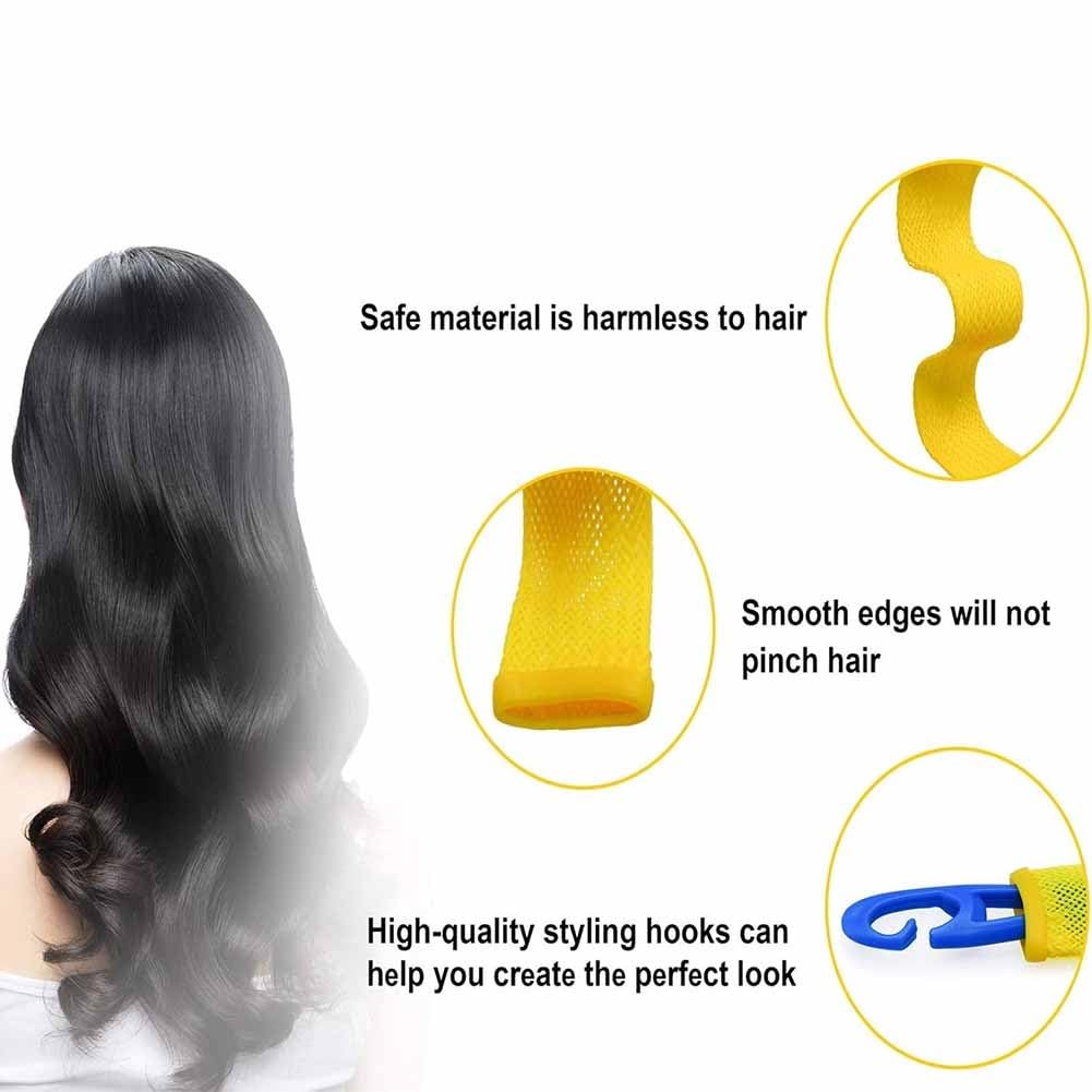 Heatless Hair Curling Set Magic No Heat Spiral Hair Curls Portable DIY Rollers Styling Kit Durable Beauty Makeup(10pcs*21.7in)