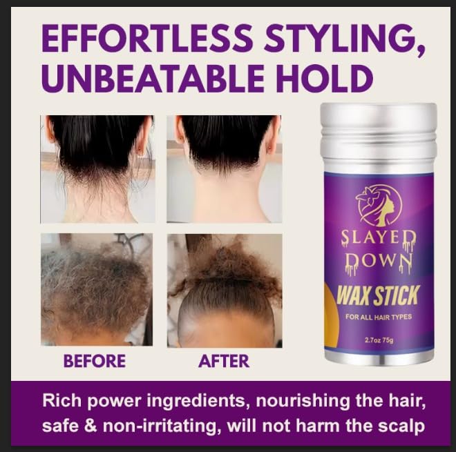 Hair Wax Slick Stick – Styling Stick for Flyaways, Edge Control, Frizz Taming, and Baby Hair Slick Back for Kids, Women, Men, and Wigs - Nourishing Accessories - Bun Maker & Styling Cream