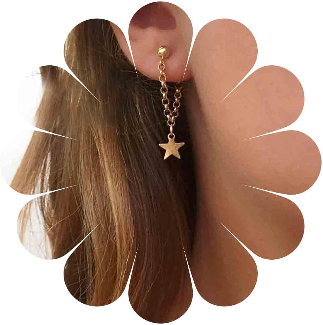 Boho Star Chain Earrings Gold Star Drop Dangle Earrings Drop Chain Star Studs Earrings Personlized Ear Threaders Earrings Jewelry for Women