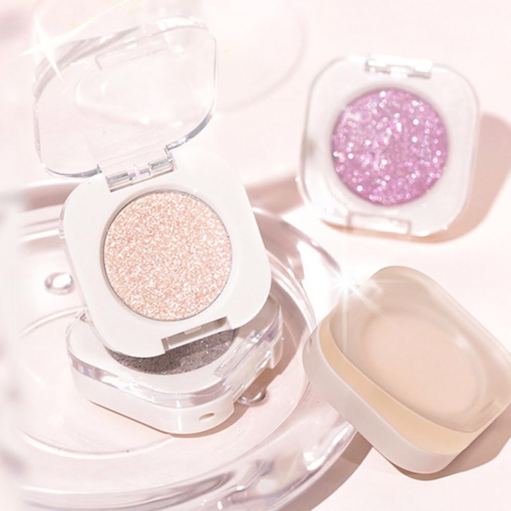 Single Nude Rose Gold Shimmer Eyeshadow,Monochrome Eye Shadow,Apply Make Up Easily,Glitter Single Eyeshadows 24 Hour Eye Makeup Longwear Waterproof